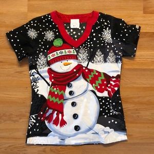 Christmas Scrub Top XS